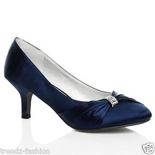 LADIES SATIN LOW MID HEELS