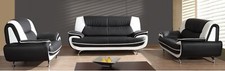 Palermo Napoli 3+2 Seater Faux Leather Modern Retro Couches Karol Onyx sofa set