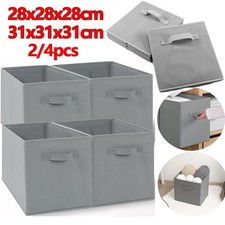 4x Foldable Fabric Storage Boxes Square Drawer Canvas Cubes for Toys Organizing