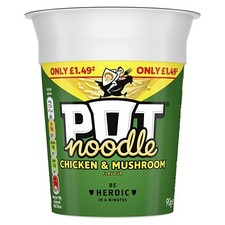 Pot Noodle Chicken & Mushroom Flavour, Pack of 12 (12 x90g pot) REDUCED TO CLEAR