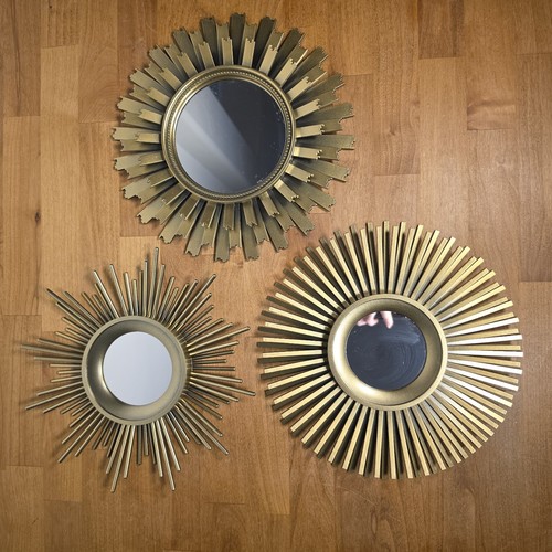 Starburst gold tone mirror - starburst, gold-tone