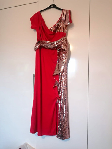 Red gold sequin sparkly - gold,