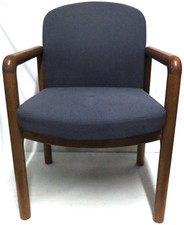 Gordon Russell Varnished Solid Wood Office/Boardroom Chair Blue Upholstery