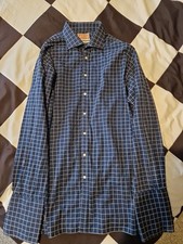 Thomas Pink Mens Blue Check Shirt Size 17.5