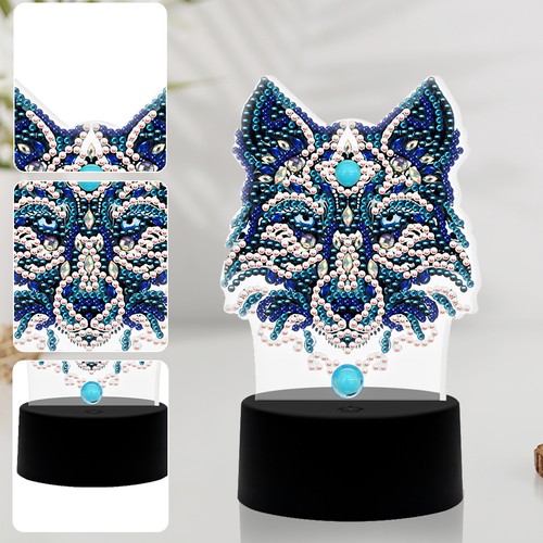 Diy wolf diamond painting led - wolf,
