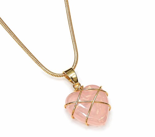 Clear heart necklace gold - clear, necklace,