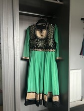 Anarkali Dress Turquoise Green Beautiful Party Wear With Pajami