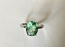 STERLING SILVER GREEN FLUORITE RING SIZE P to Q 4.23cts EXCELLENT CONDITION