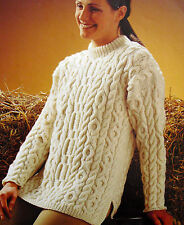 #101 Ladies Aran Sweater 28-42" 71-107cm Vintage Knitting Pattern COPY