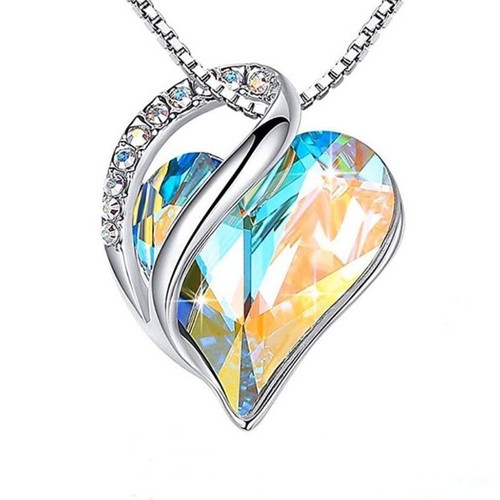 Heart crystal pendant silver - crystal,