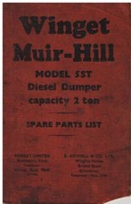 WINGET MUIR HILL MODEL 5ST : 2 TON DIESEL DUMPER ORIGINAL FACTORY PARTS LIST