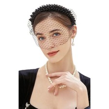 Women Flapper Mesh Pearl Veil