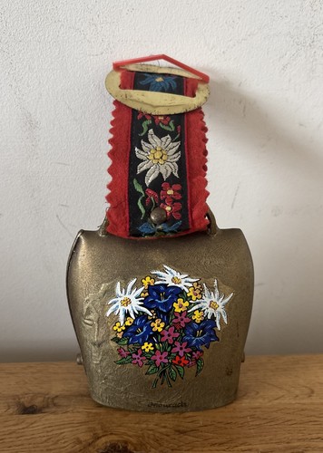 Vintage alpine brass cow bell - brass,