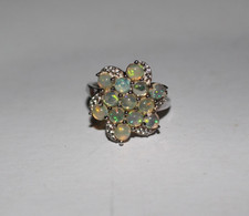 STERLING SILVER 925 Gemporia Gorgeous Ethiopian OPAL Cluster RING Size R/S