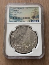 1736 Mexico Silver 8 Reales Hollandia NGC Shipwreck Sea Salvaged XF Details SW14