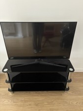 3 Layer TV Stand Black Tempered Glass