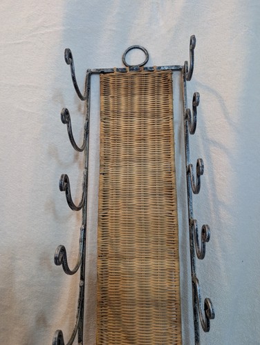 Wine rack wicker metal hanging - wicker,