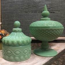 Jade Color Glass Sugar Jar