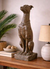 Sitting whippet grey antiqued