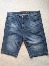 MENS CROSSHATCH DENIM SHORTS SIZE 38 WAIST BLUE 