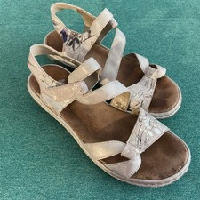 RIEKER - Anti stress, silver leather sandals subtle pattern UK 6 (39) VGC