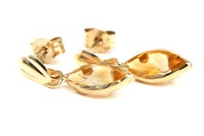 9ct Gold Citrine Drop Earrings Marquise Made in UK Gift Boxed