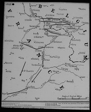 WW1 MAP - THE ENGLISH ARMY AT MONS Magic Lantern Slide WORLD WAR ONE