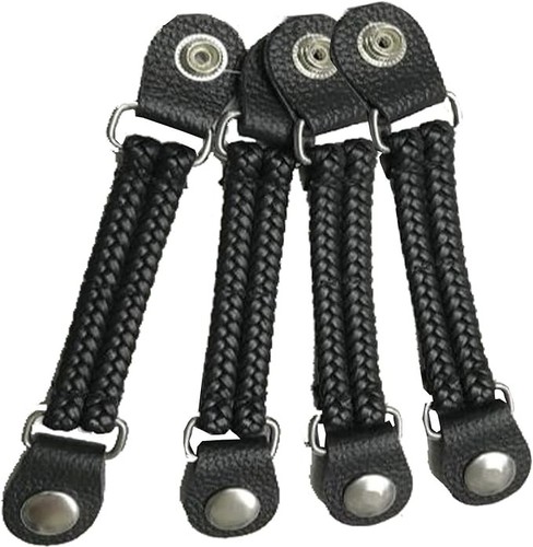 Plain braided black leather - plain,