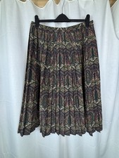 Vintage Eastex Pleated Skirt, Navy Mix, Elasticated Waist, Size 18