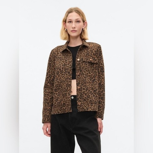 Gap leopard denim chore jacket - leopard,