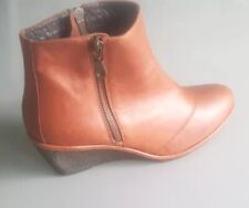 Vanilla Moon Ladies Soft Tan Leather Wedge Heeled Ankle Boots Size UK 7 EU 40