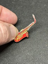 Saxophone Badge Enamel Musical Instrument Jazz Piece Item Curios Unusual 6w