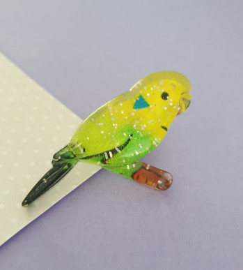 Budgie pin with glitter - budgie,