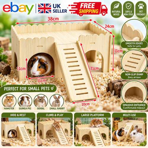 Wooden guinea pig hideout with - wooden,