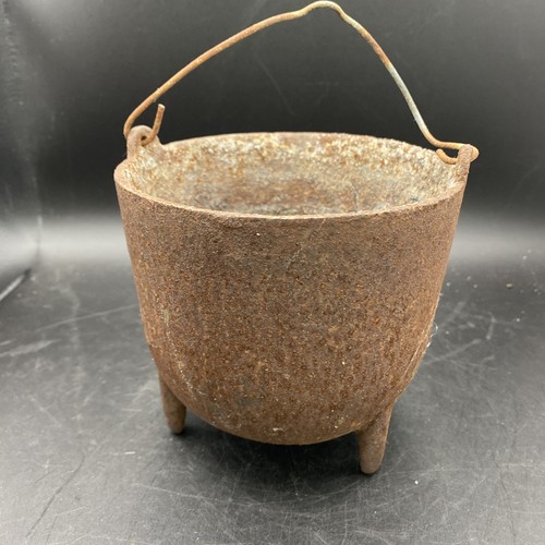 Antique cast iron cauldron pot - iron,