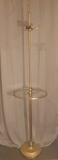 Fabulous Vintage Bronzed Brass Adjustable Floor Standard Lamp with Table Shelf