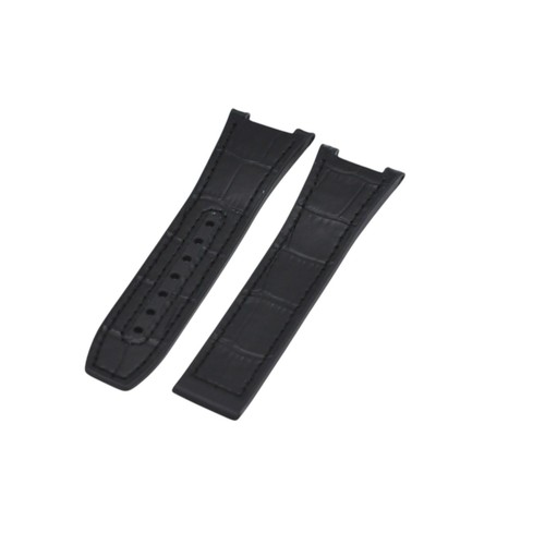24mm black leather plated - black,