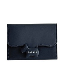 RADLEY Purse Dark Blue Leather Small Coin Card Trifold Wallet - Radley Crest New