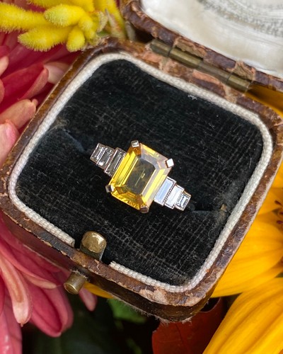 Art deco yellow sapphire - sapphire, and