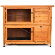 Wooden Bunny Rabbit Hutch Guinea Pig Ferret 4ft Two Tier Wood Pet House Shelter