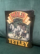 Vintage 1960s/70s Pub Display Tetley Bitter Bar Counter sign Tin on Board