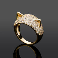 2.10 Carat Round Cut Diamond Cat Ears Style Promise Ring 14K Yellow Gold Finish