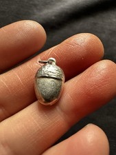 Antique Tested Silver Cute Acorn Pendant / Charm