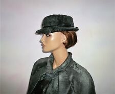 Vintage Real Persian Lamb Lambskin Fur Hat for Coat Jacket Blue Grey Trilby M