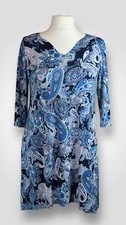 Kim & Co 3/4 Sleeve Tunic Top Paisley Navy Multi Size S