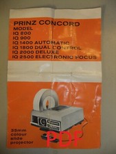 Instructions slide projector PRINZ CONCORD IQ 800 900 1400 1800 2000   EMail/CD