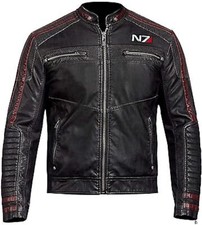 MENS N7 BLACK REAL LEATHER BIKER ZIPPER JACKET CAFE RACER MOTORCYCLE