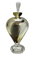 Signed Studio Art Glass Perfume Bottle Smoky Amber & Purple Hand Blown Glass