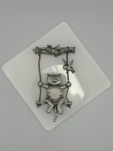 Vintage jonette pewter cat - jj,