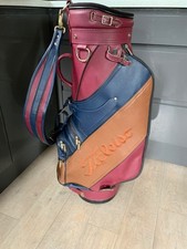 Titleist Vintage Tour Staff Bag DCI 6 Way FAUX leather blue Burgandy gold embroi
